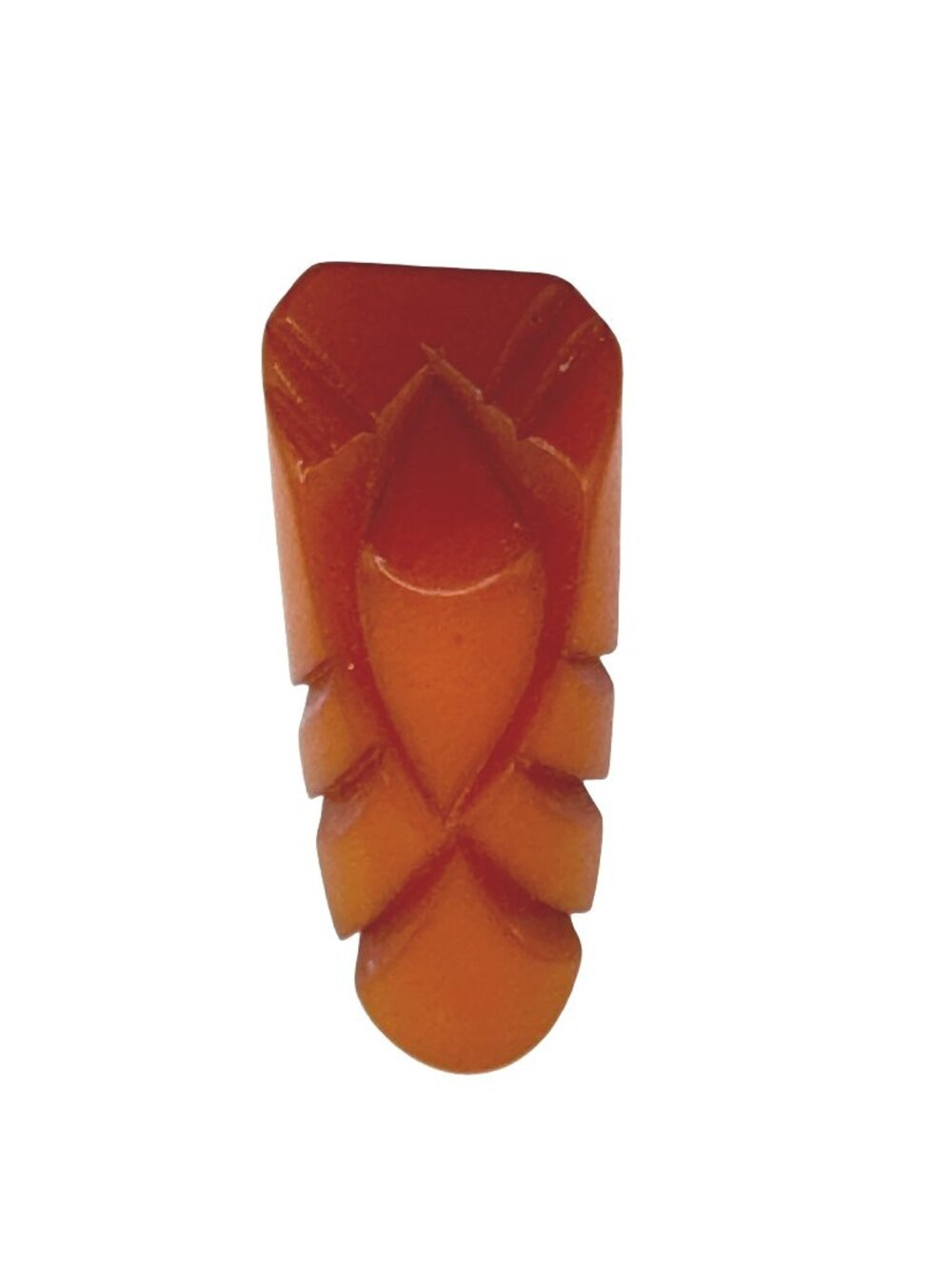 Vintage Carved Amber Tangerine Orange Butterscotch Bakelite Dress Clip Art Deco